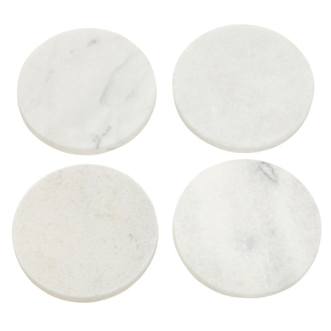 Kindia Set Of 4 White Marble Round Coasters