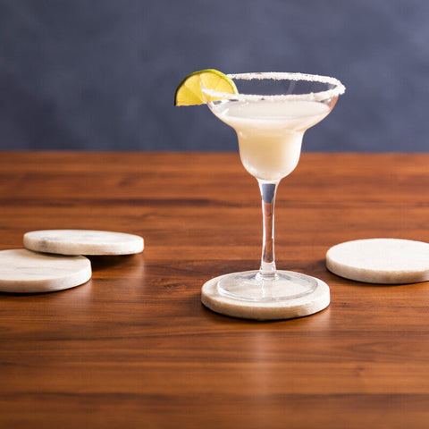 Kindia Set Of 4 White Marble Round Coasters