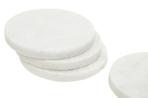 Kindia Set Of 4 White Marble Round Coasters