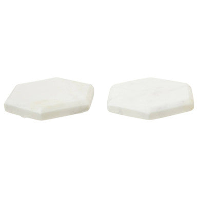Kindia Set Of 4 White Marble Hexagonal Coasters