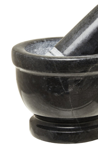 Marmore Black Marble Mortar And Pestle With Rim