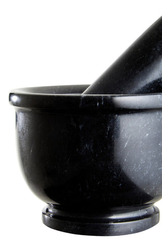 Marmore Black Marble Mortar And Pestle With Rim