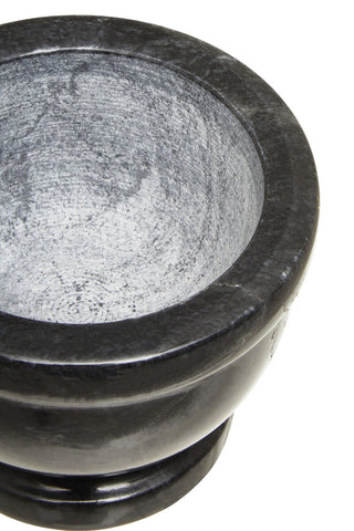 Marmore Black Marble Mortar And Pestle With Rim