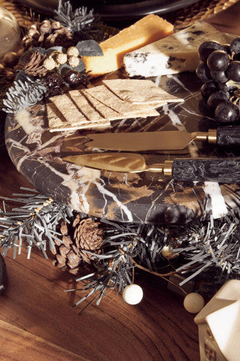 Marmore Black and Gold Marble Cake Stand