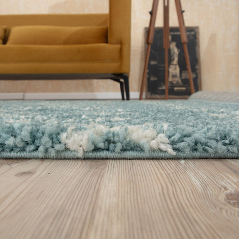 Moroccan Duck Egg Blue Shaggy Rug | 1050