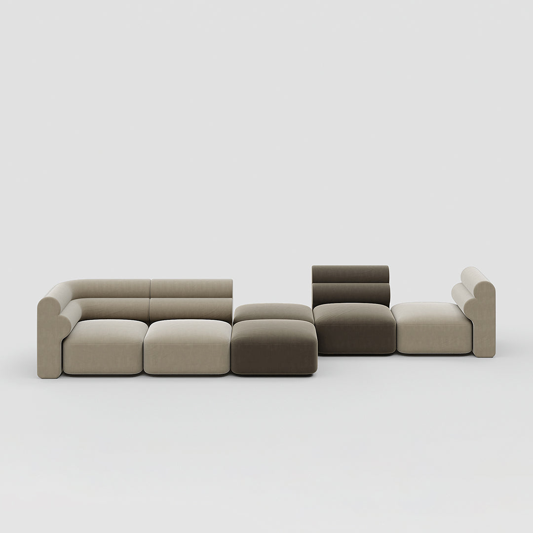 Bae Three Seater Corner Sofa, Modular Sofa, Velvet