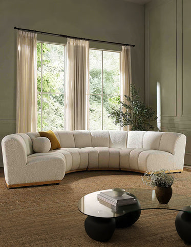Zafar Modular Sofa, Armless Curved Sofa, White Boucle