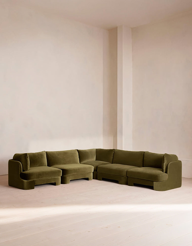 Laird L Shape Four Seater Sofa, Modular Corner Sofa, Velvet