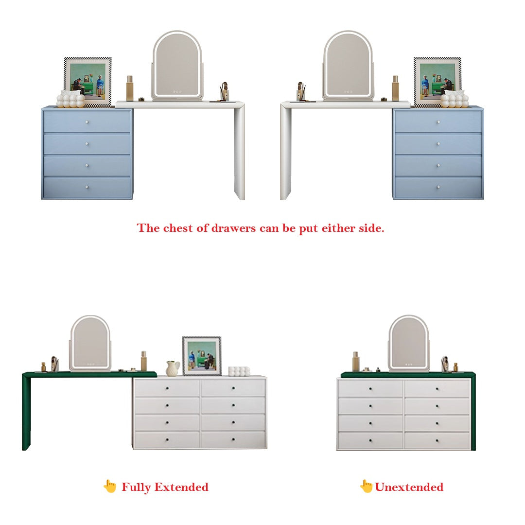 Nair Corner Dressing Table With LED Mirror, Macaroon Colour