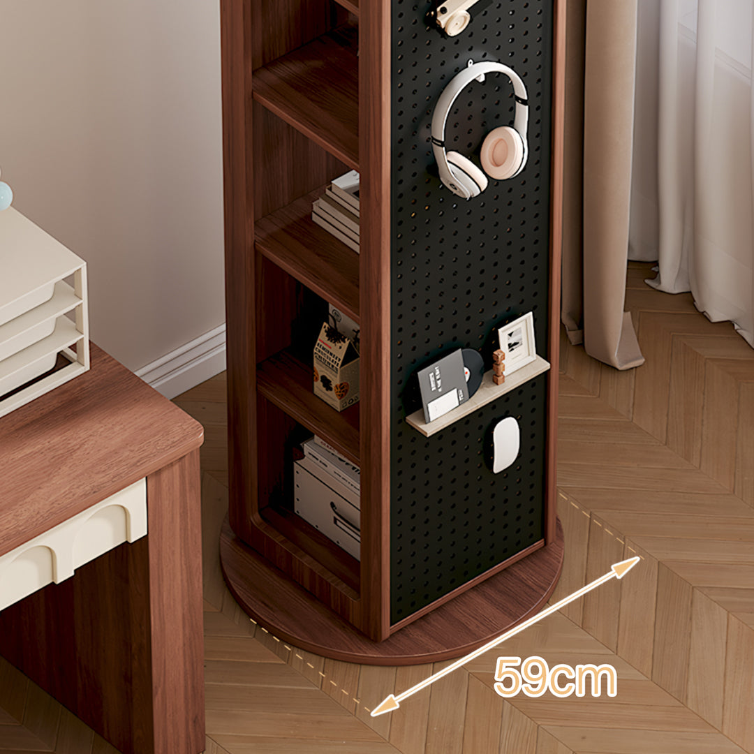 Correa Rotating Bookshelf, Freestanding Shelving Unit With Full Length Mirror