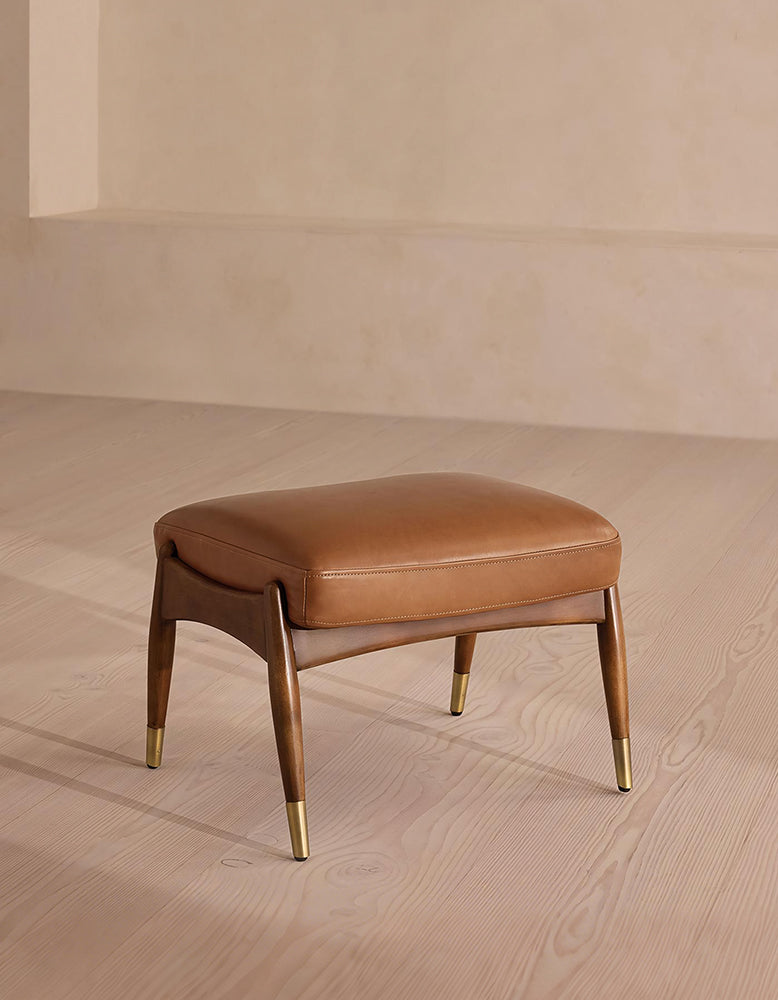 Aizawa Lounge Chair With Footstool, Real Leather