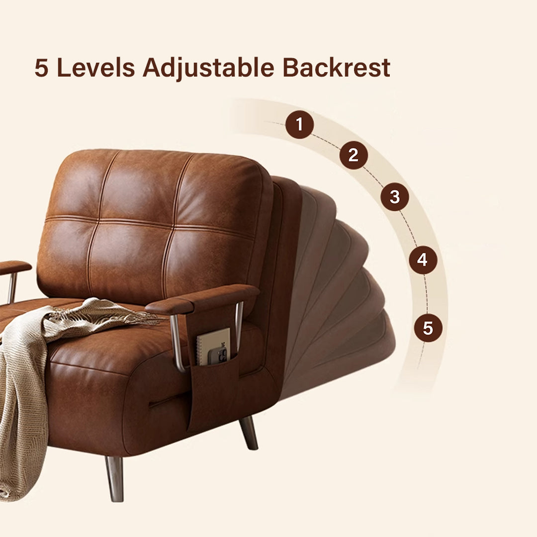 O'Reilly Single Seater Sofa Bed, Brown Leather