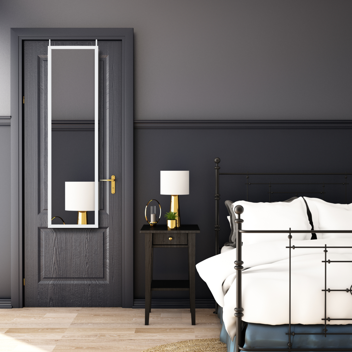 Mize White Plastic Frame Over Door Mirror