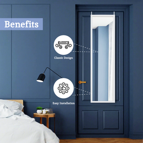 Mize White Plastic Frame Over Door Mirror