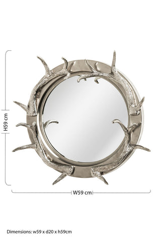 Stag Antler Steel and Nickel Finish Wall Mirror