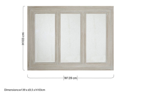 Gail 3 Panel Wall Mirror with Ash Wood Frame