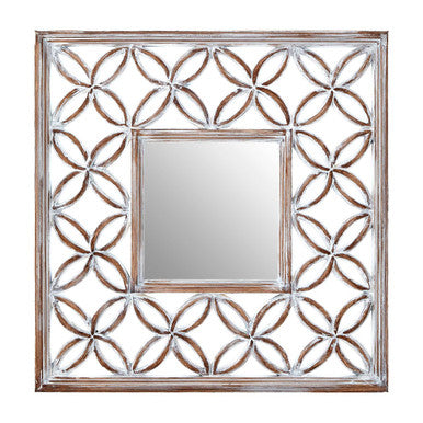 Indus Antique White Lattice Frame Wall Mirror