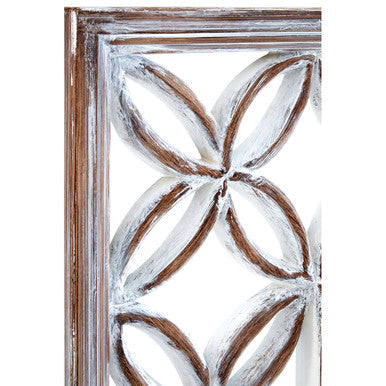 Indus Antique White Lattice Frame Wall Mirror