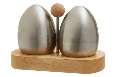 Natural Origins Stainless Steel And Rubber wood Salt Pepper Shakers