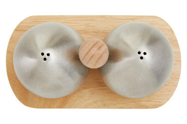 Natural Origins Stainless Steel And Rubber wood Salt Pepper Shakers