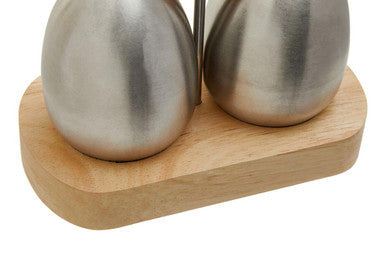 Natural Origins Stainless Steel And Rubber wood Salt Pepper Shakers