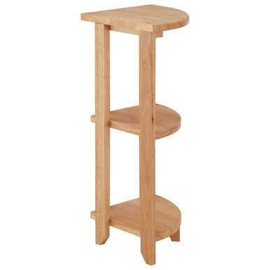 Heva Three Tier Tropical Hevea Wood Corner Shelf Unit