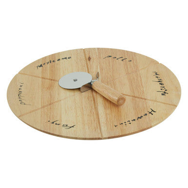 Rubber wood Pizza Board Set With Cutter