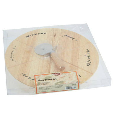 Rubber wood Pizza Board Set With Cutter
