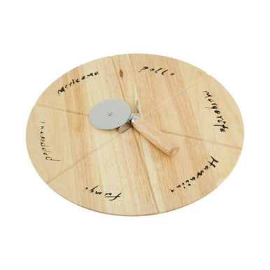 Rubber wood Pizza Board Set With Cutter