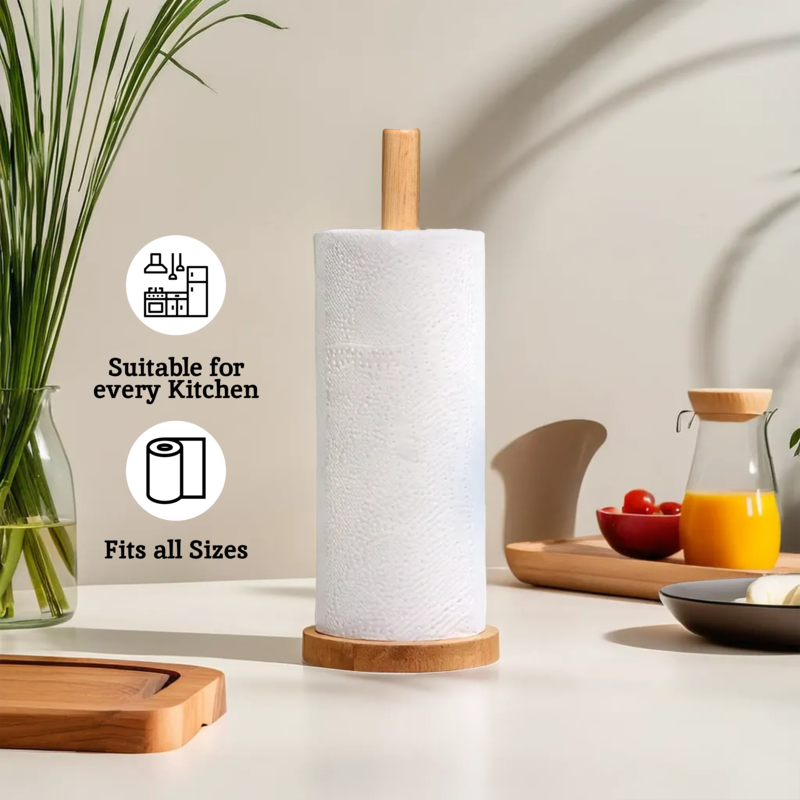 Soka Rubber wood Kitchen Roll Holder