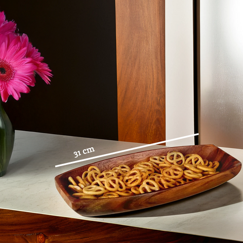 Kora Small Oblong Platter Dish In Acacia Wood