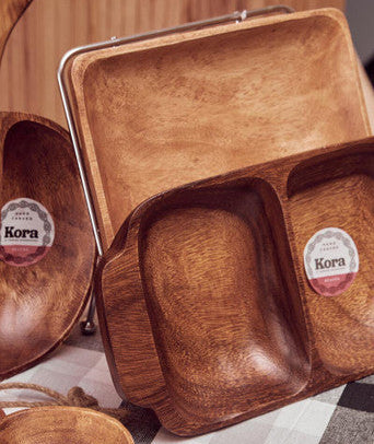 Kora Acacaia Two Section Serving Dish With Handles