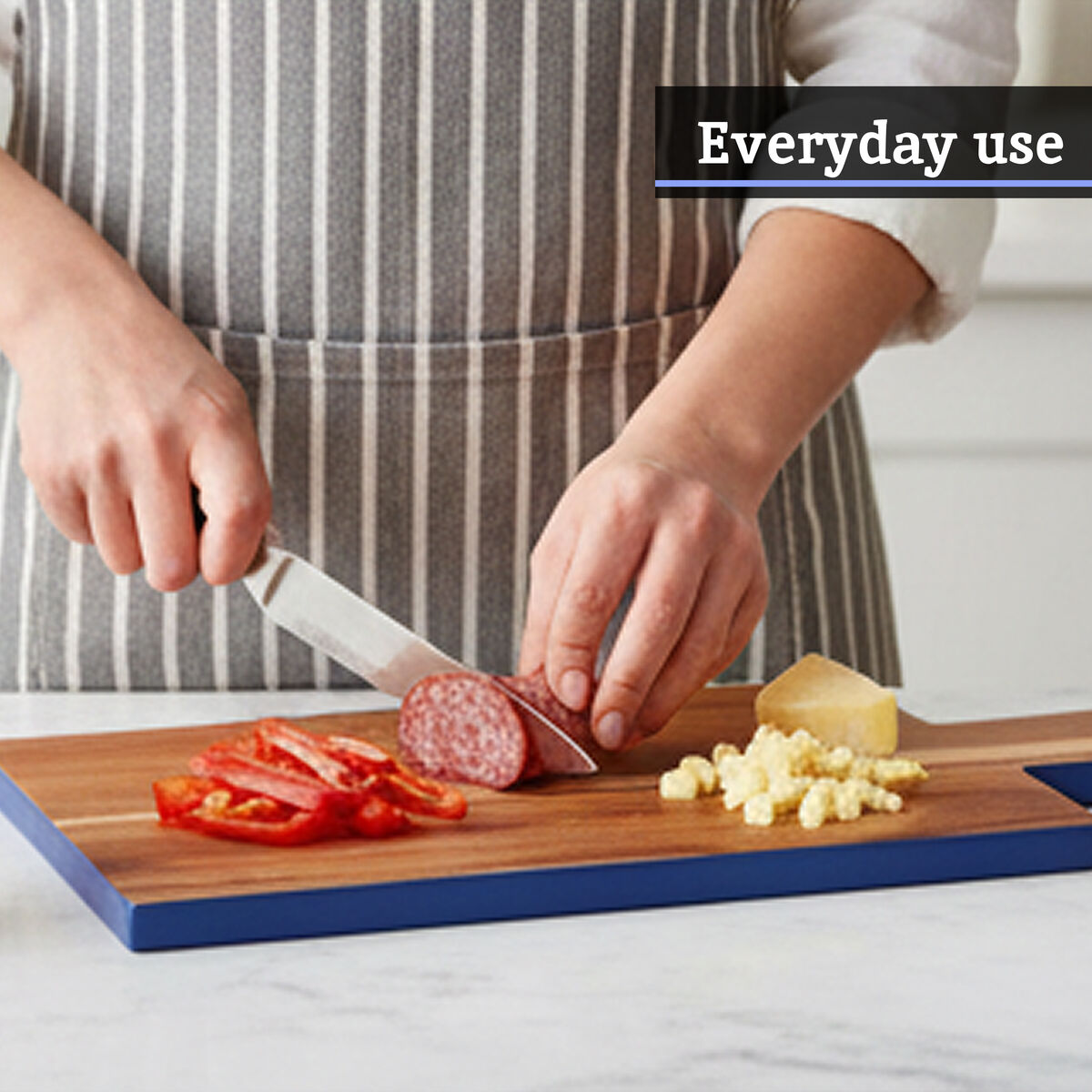 Socorro Rectangular Blue Edge Chopping And Serving Board