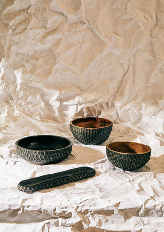 Kara Black Mango Wood Serving Dish