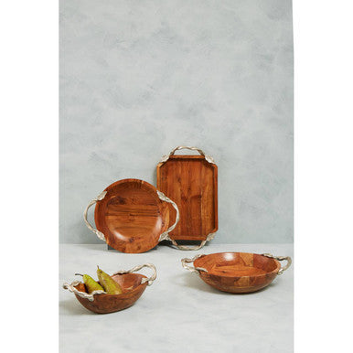 Vine Acacia Wood Small Oval Bowl