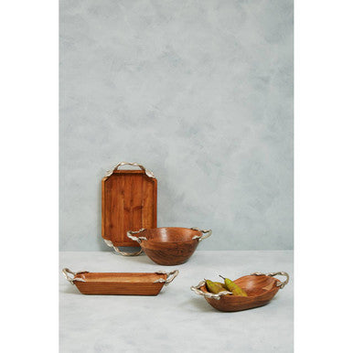 Vine Acacia Wood Large Oval Bowl