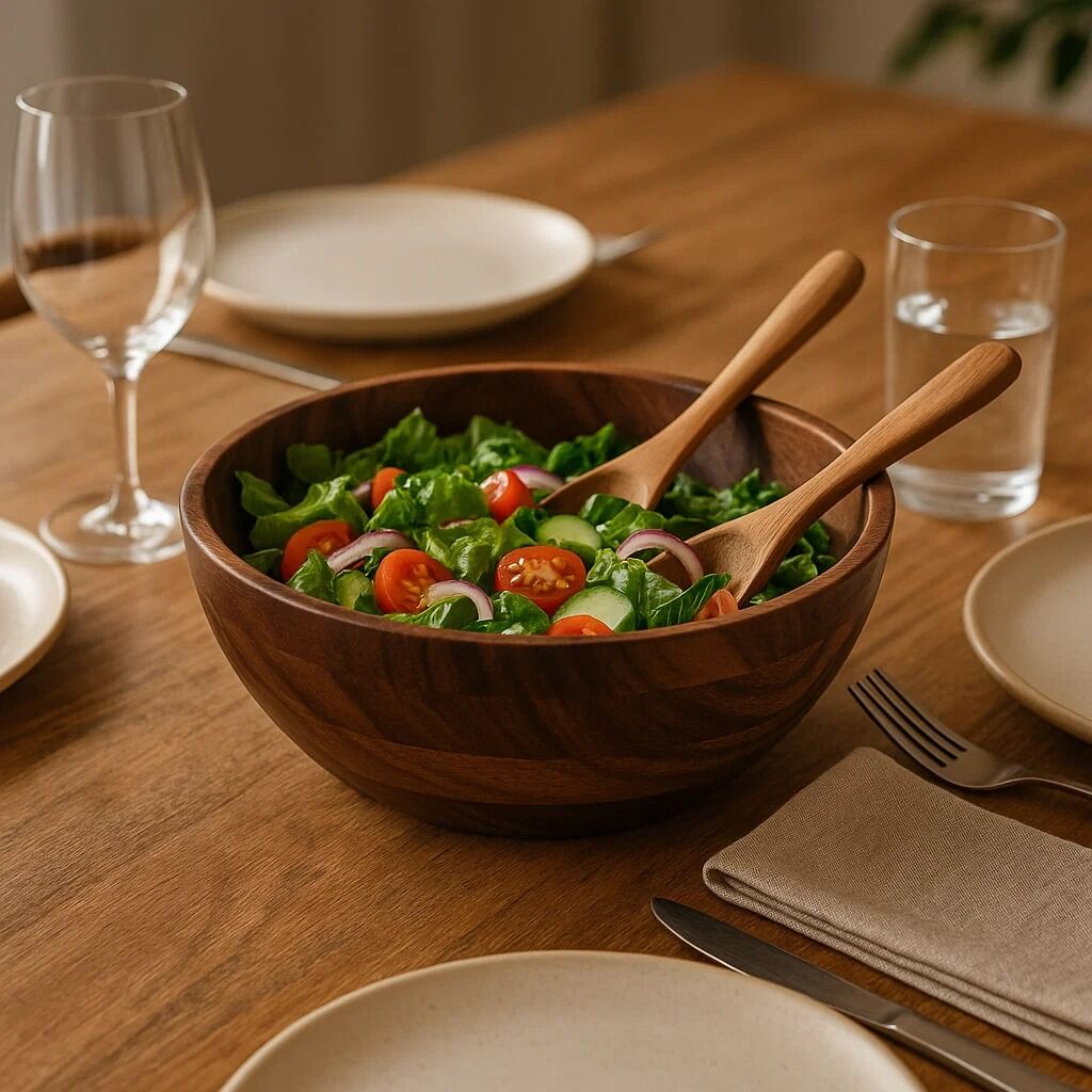 Rosi Large Round Sheesham Wood Salad Bowl