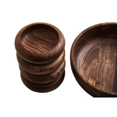 Rosi Five Piece Sheesham Wood Salad Bowl Set