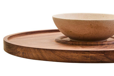 Kora Acacia Wood And Cream Marble Chip And Dip Platter