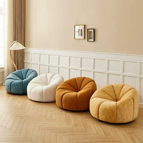 Grace Pumpkin Armchair, White Boucle