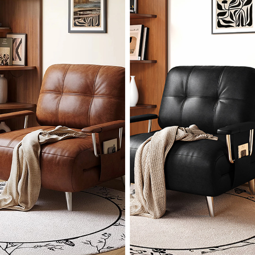 O'Reilly Single Seater Sofa Bed, Brown Leather