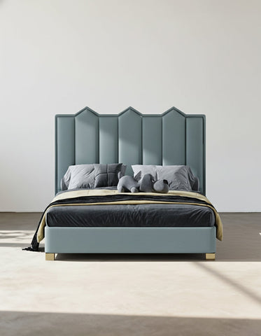 Baez King Size / Super King Size Bed, Leather/Velvet