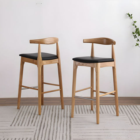 Hans Wegner CH32 Bar Stool, Oak/ Rosewood, Linen