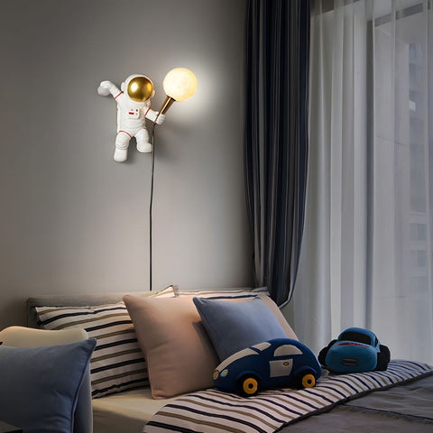 Astronaut LED Wall Light Plug In Moon Globe Kids Bedroom UK