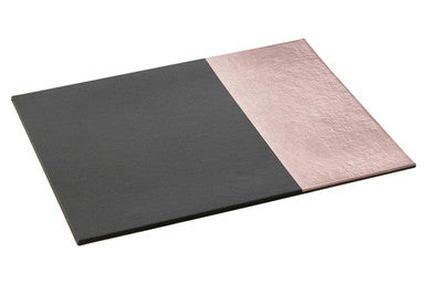 Geome Set of 4 Leather Effect Black and Rose Gold Placemats