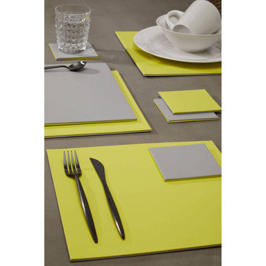 Geome Reversible Grey and Green Placemat and Coaster Set of 4