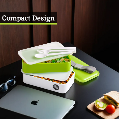 Grub Tub Green and White Stackable  Lunch Box