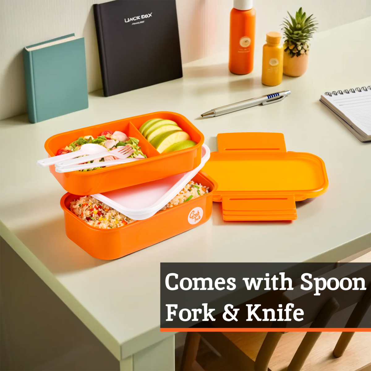 Grub Tub Orange 2 Tier Lunch Box