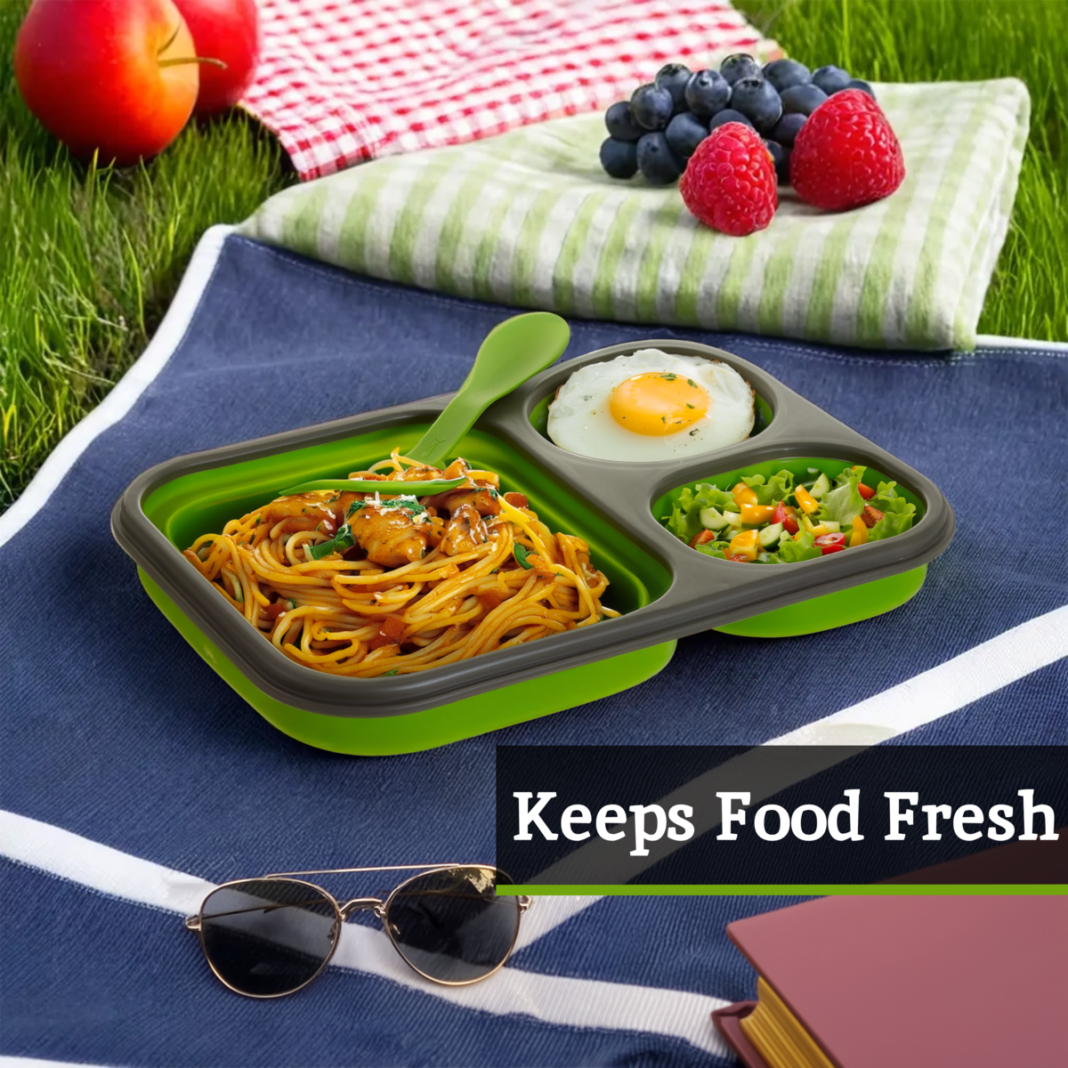 Grub Tub Green Collapsible Lunch Box With Spork