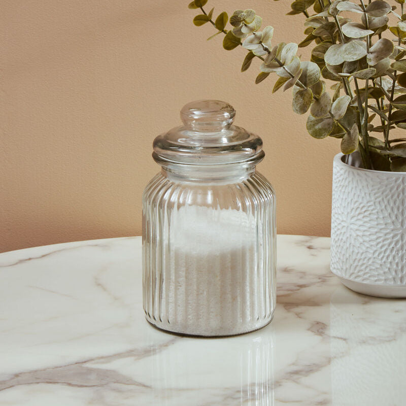 Abbie Ribbed Glass Storage Jar 1000ml